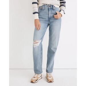 NWOT Madewell Perfect Vintage Straight Jean Reinhart Light Wash Ripped Knee 25